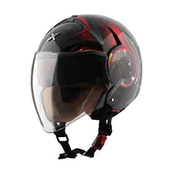 Axor Striker Hitman Open Face Helmet With Removable Interior (Black Red, M)